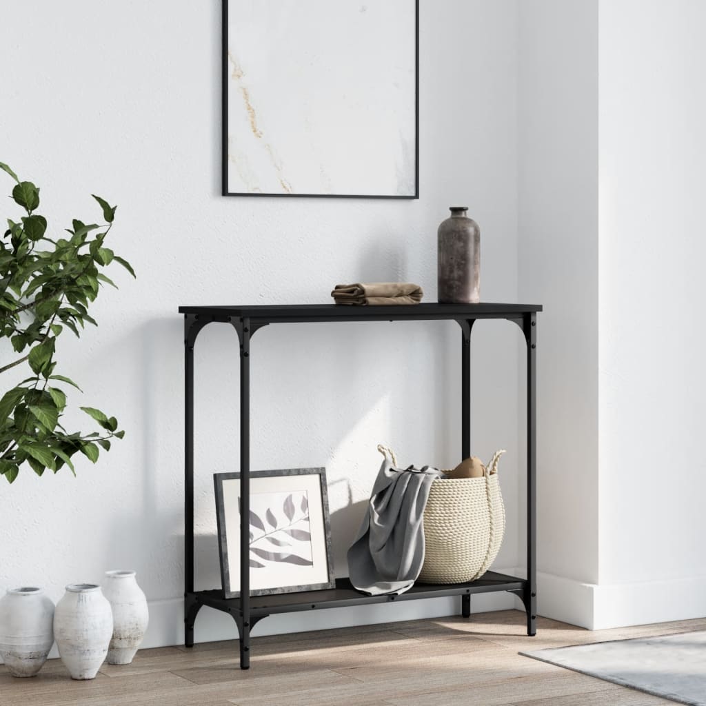 Wandtafel 75x30,5x75 cm bewerkt hout zwart is nu te koop bij PeponiXL, paradijselijk wonen!