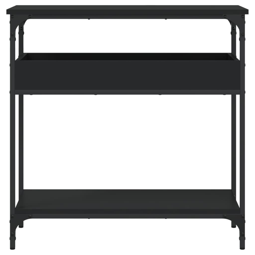 Wandtafel met schap 75x29x75 cm bewerkt hout zwart is nu te koop bij PeponiXL, paradijselijk wonen!