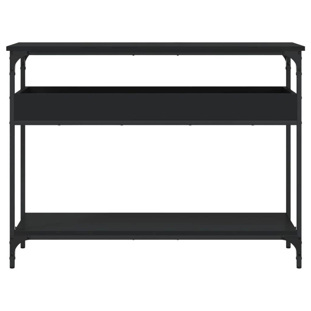 Wandtafel met schap 100x29x75 cm bewerkt hout zwart is nu te koop bij PeponiXL, paradijselijk wonen!