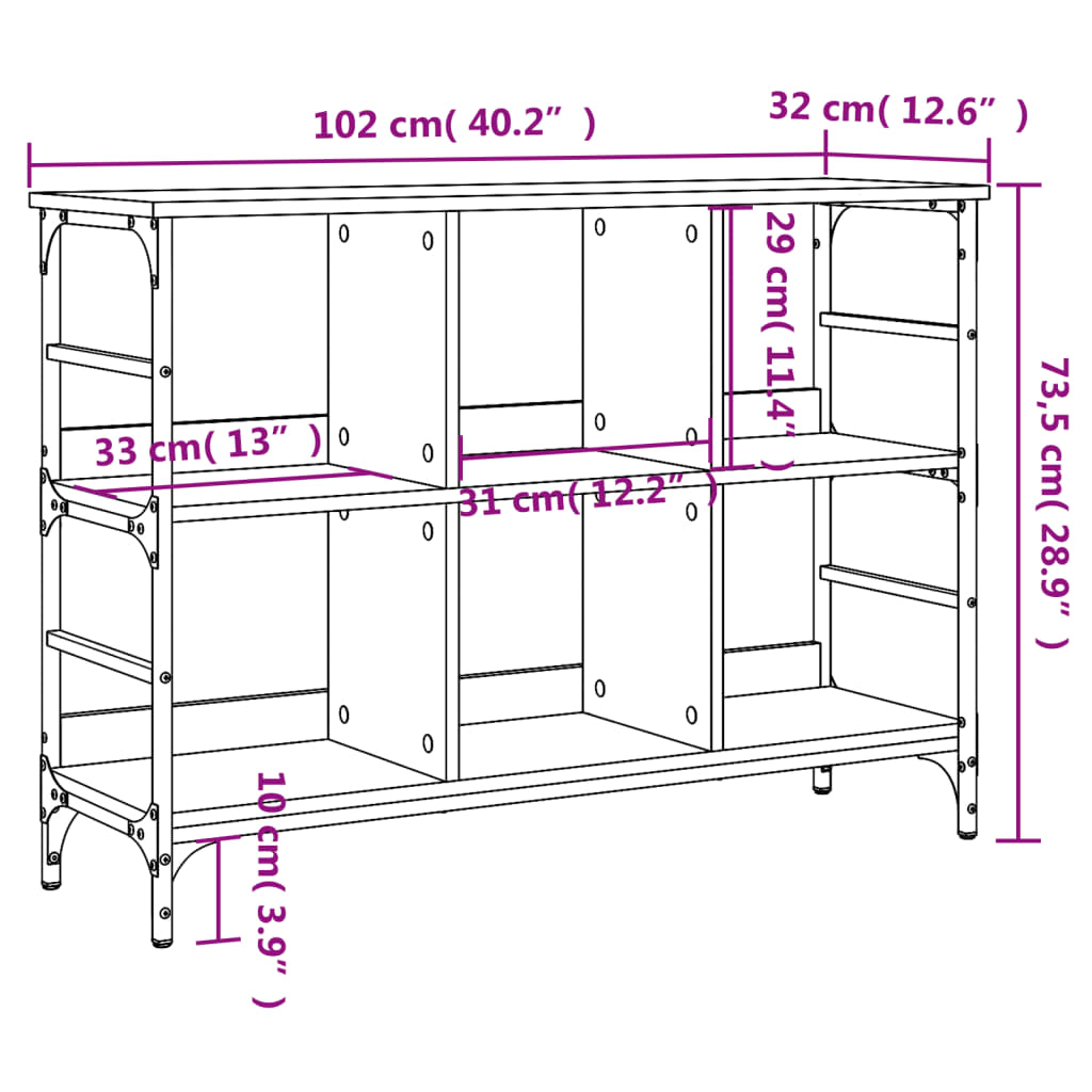 Dressoir 102x32x73,5 cm bewerkt hout zwart is nu te koop bij PeponiXL, paradijselijk wonen!