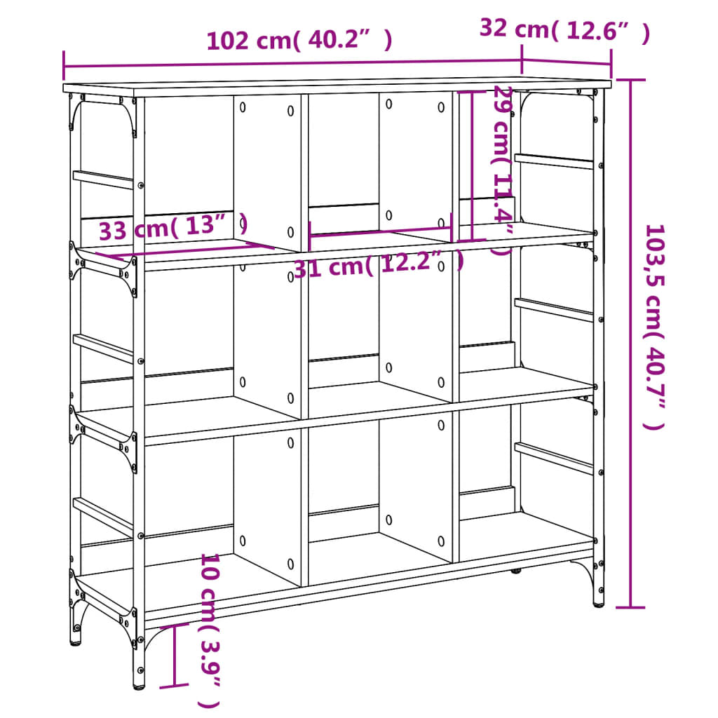 Dressoir 102x32x103,5 cm bewerkt hout bruin eikenkleur is nu te koop bij PeponiXL, paradijselijk wonen!