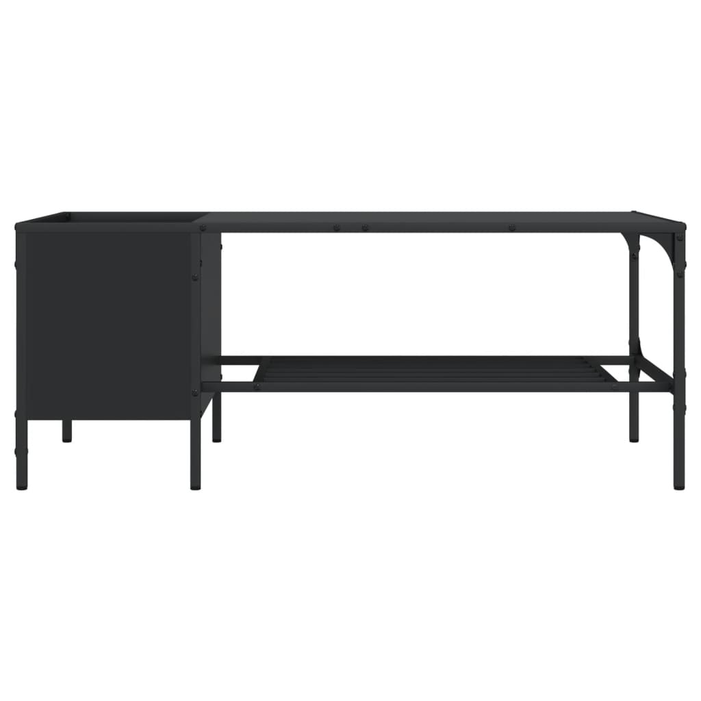 Salontafel met rek 100x51x40 cm bewerkt hout zwart is nu te koop bij PeponiXL, paradijselijk wonen!