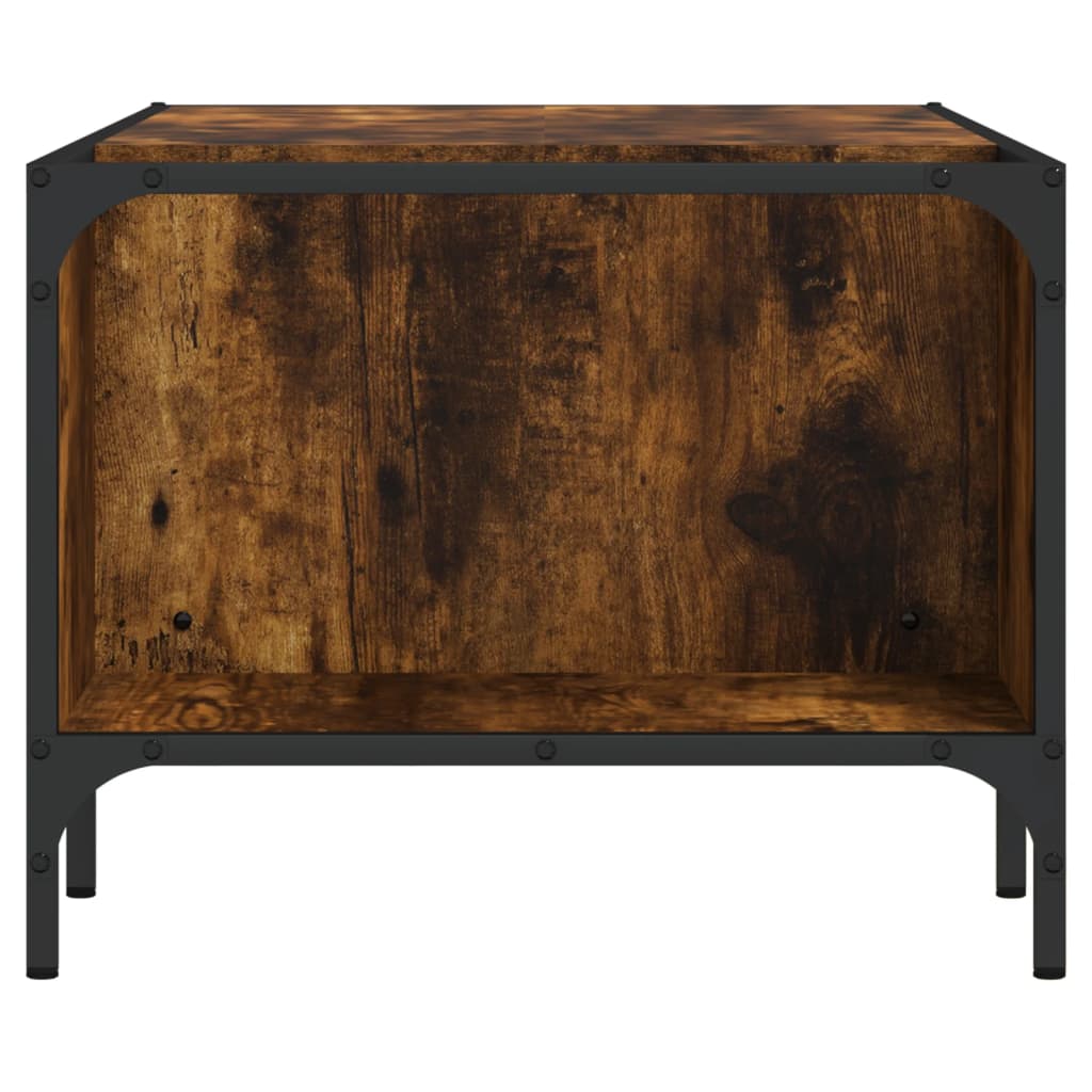 Salontafel met rek 100x51x40 cm bewerkt hout gerookt eikenkleur is nu te koop bij PeponiXL, paradijselijk wonen!
