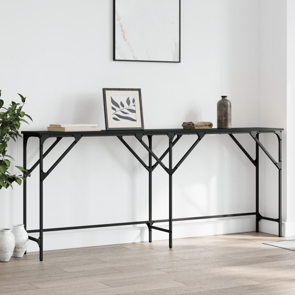Wandtafel 180x29x75 cm bewerkt hout zwart is nu te koop bij PeponiXL, paradijselijk wonen!