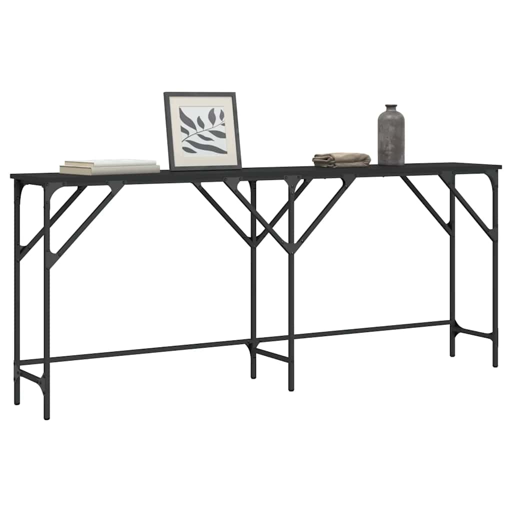 Wandtafel 180x29x75 cm bewerkt hout zwart is nu te koop bij PeponiXL, paradijselijk wonen!