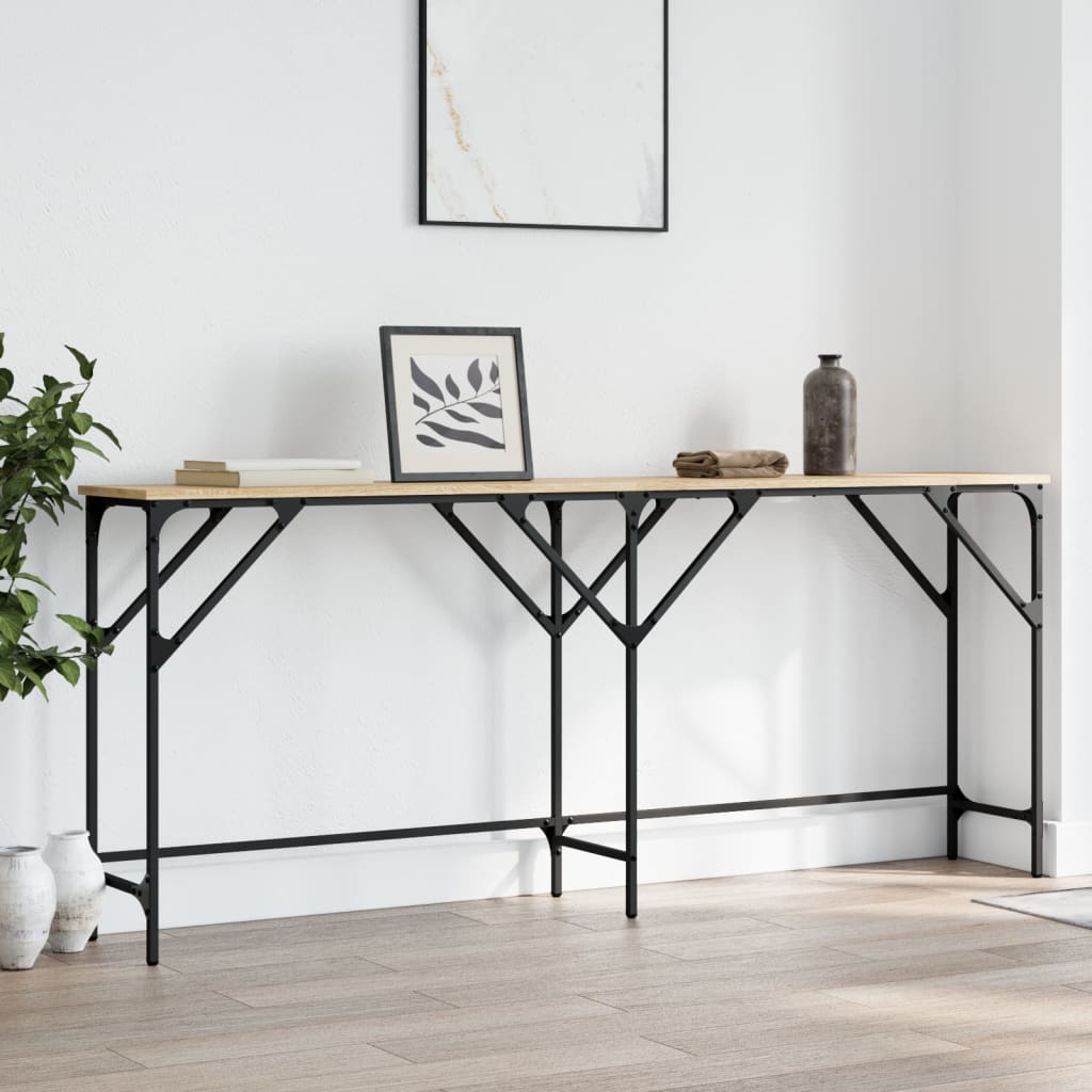 Wandtafel 180x29x75 cm bewerkt hout sonoma eikenkleurig is nu te koop bij PeponiXL, paradijselijk wonen!