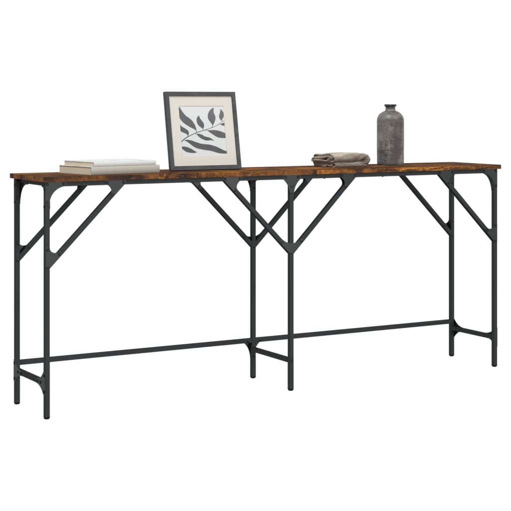Wandtafel 180x29x75 cm bewerkt hout gerookt eikenkleurig is nu te koop bij PeponiXL, paradijselijk wonen!