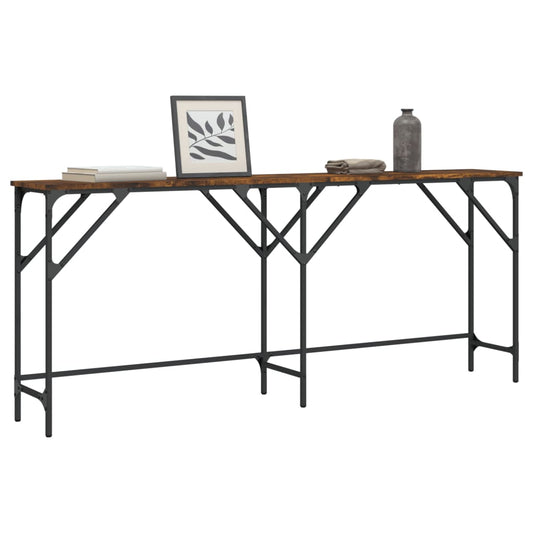 Wandtafel 180x29x75 cm bewerkt hout gerookt eikenkleurig is nu te koop bij PeponiXL, paradijselijk wonen!