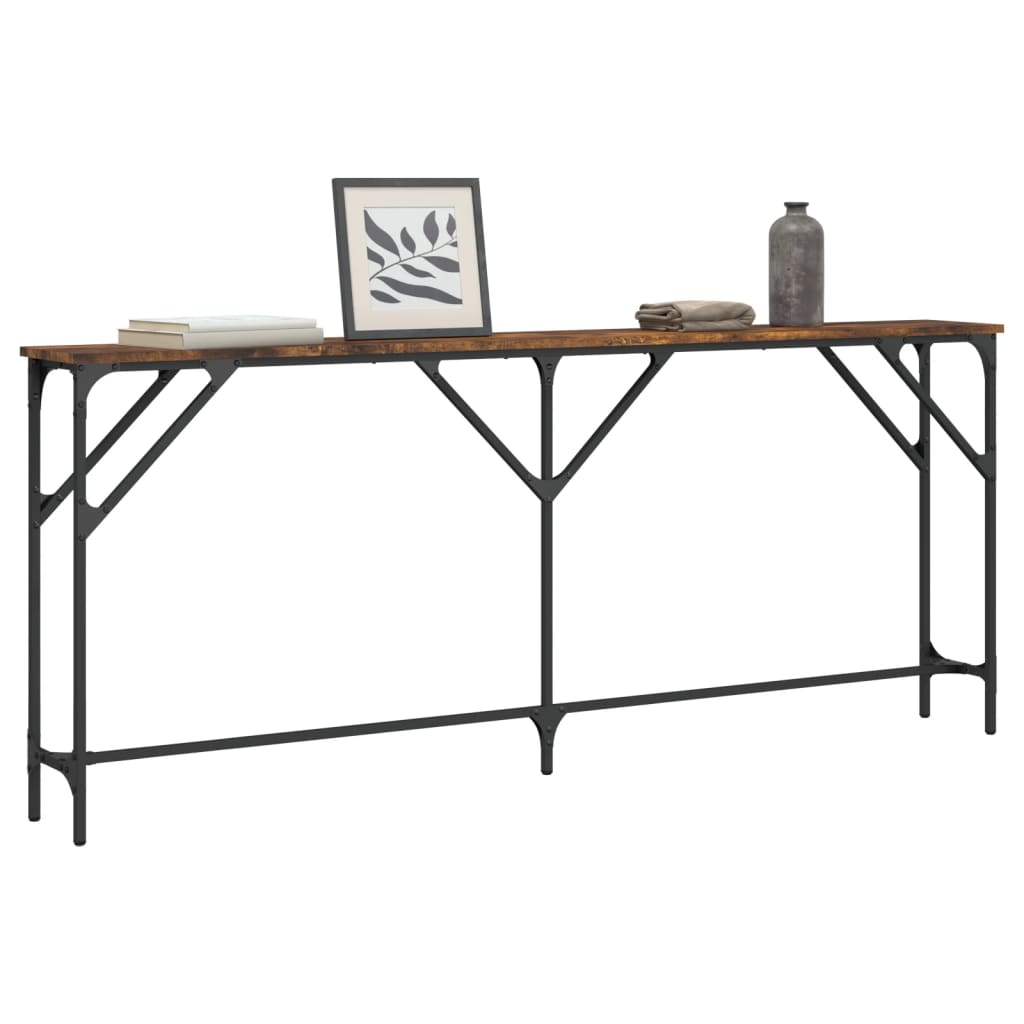 Wandtafel 180x23x75 cm bewerkt hout gerookt eikenkleurig is nu te koop bij PeponiXL, paradijselijk wonen!