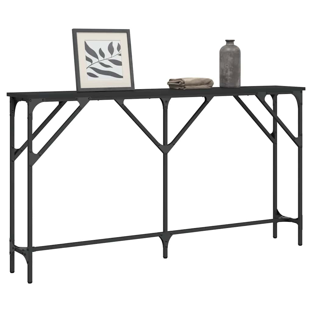 Wandtafel 140x23x75 cm bewerkt hout zwart is nu te koop bij PeponiXL, paradijselijk wonen!