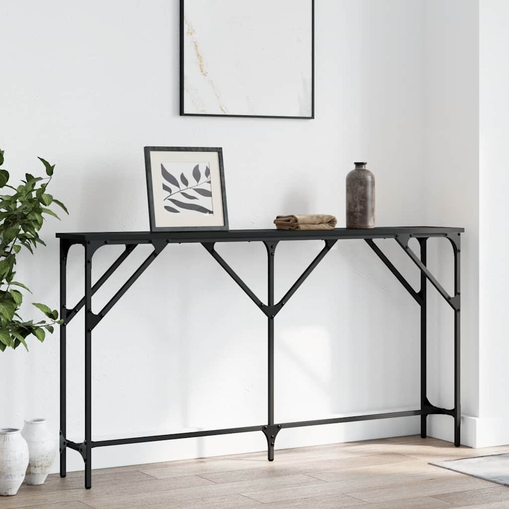 Wandtafel 140x23x75 cm bewerkt hout zwart is nu te koop bij PeponiXL, paradijselijk wonen!
