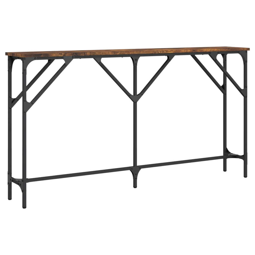 Wandtafel 140x23x75 cm bewerkt hout gerookt eikenkleurig is nu te koop bij PeponiXL, paradijselijk wonen!