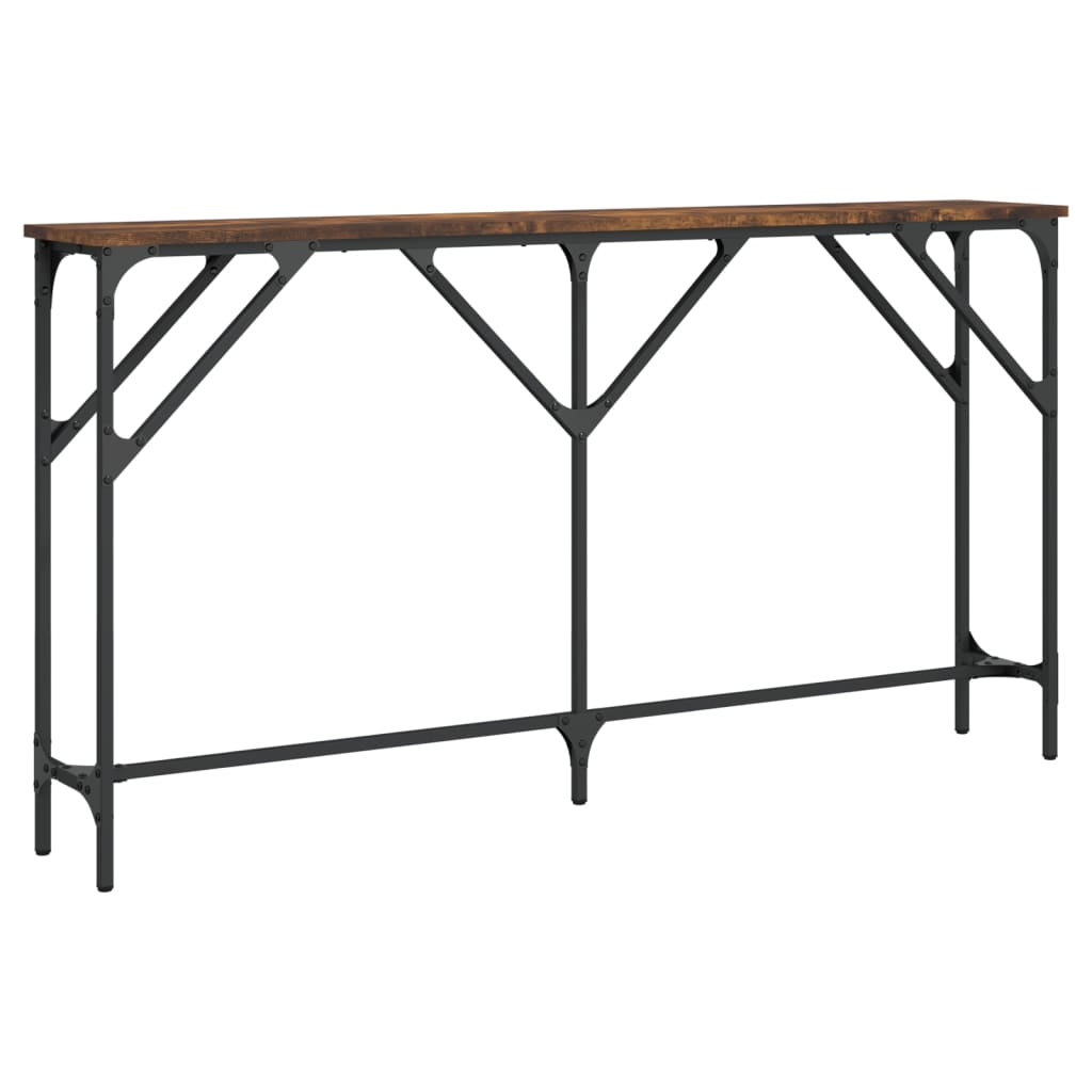 Wandtafel 140x23x75 cm bewerkt hout gerookt eikenkleurig is nu te koop bij PeponiXL, paradijselijk wonen!