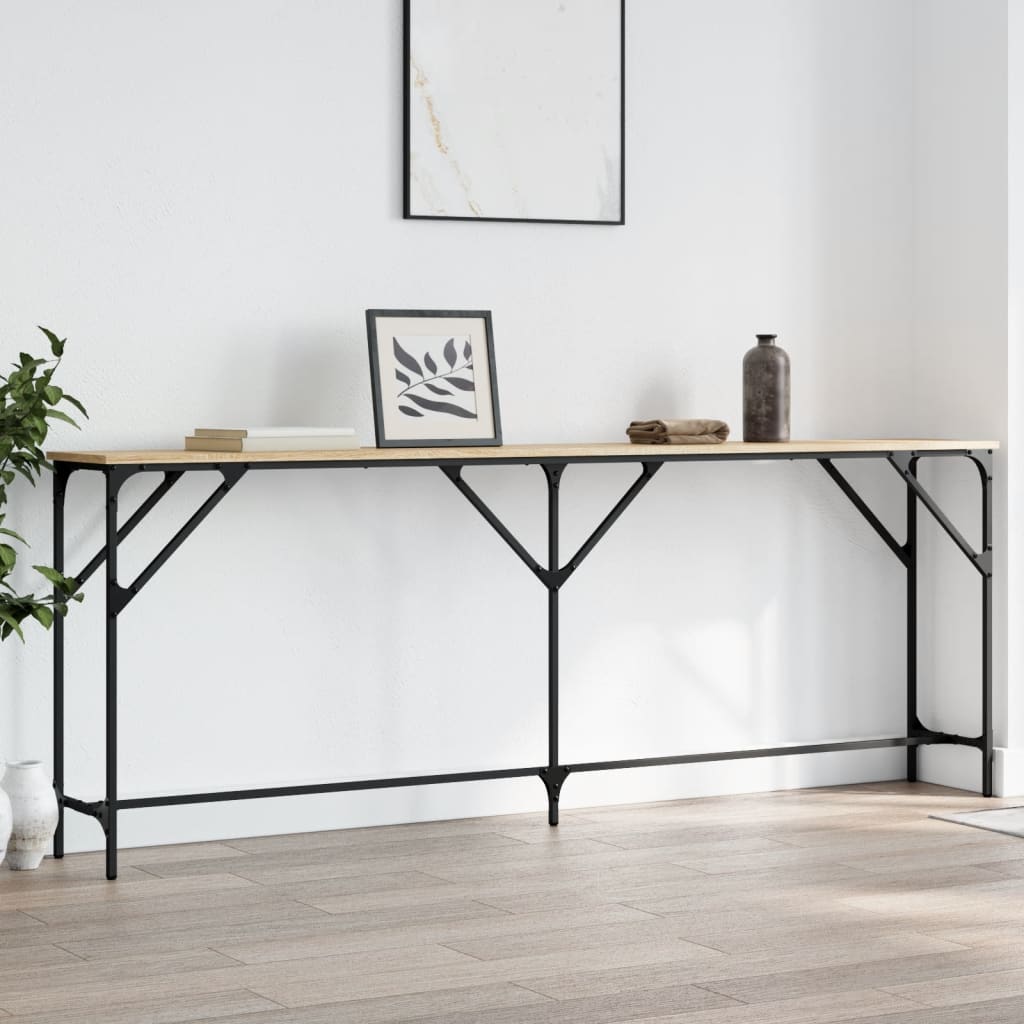 Wandtafel 200x29x75 cm bewerkt hout sonoma eikenkleurig is nu te koop bij PeponiXL, paradijselijk wonen!