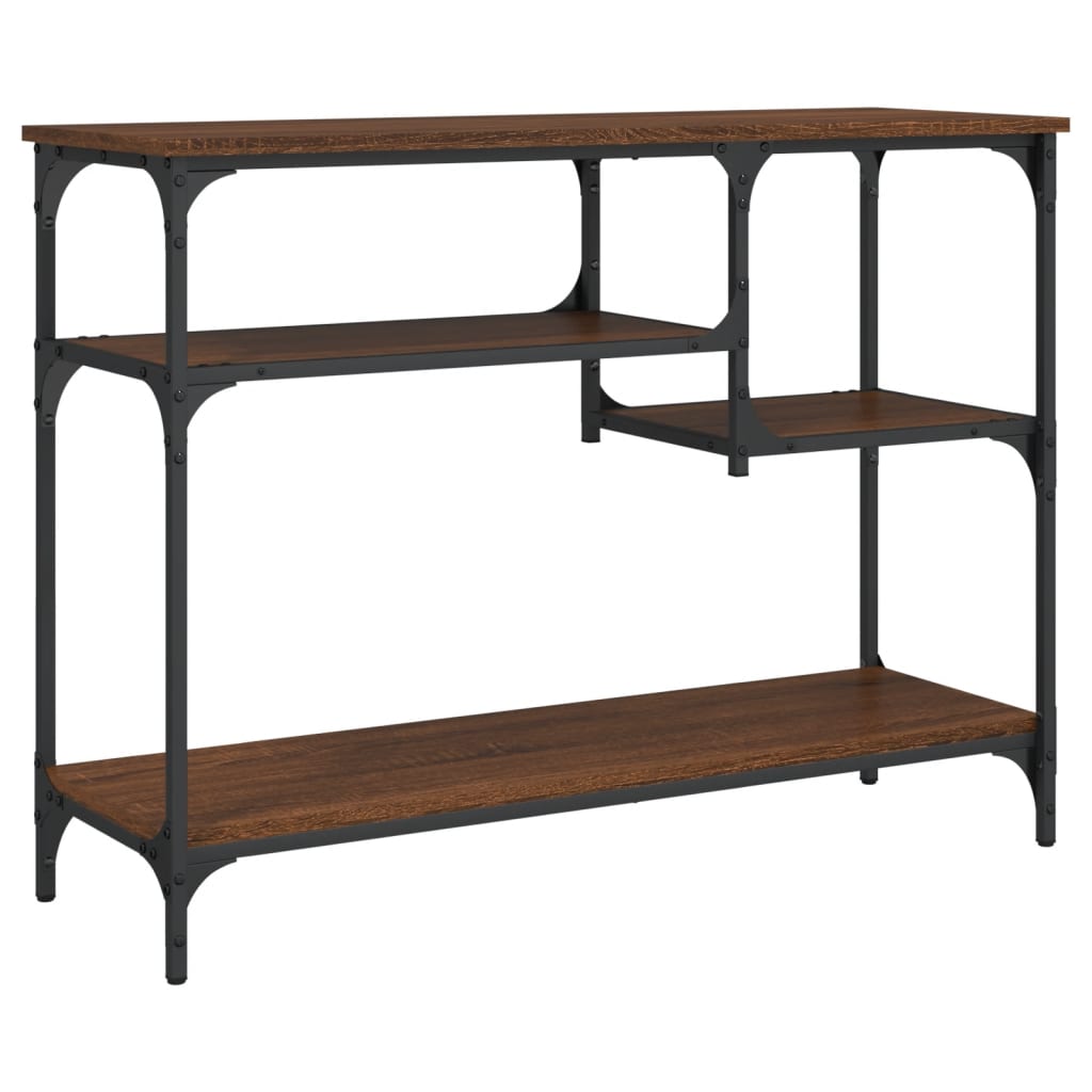 Wandtafel met schappen 100x35x75 cm bruin eikenkleur is nu te koop bij PeponiXL, paradijselijk wonen!
