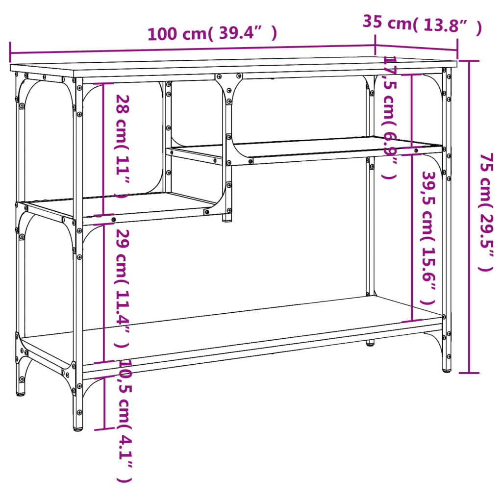 Wandtafel met schappen 100x35x75 cm bruin eikenkleur is nu te koop bij PeponiXL, paradijselijk wonen!