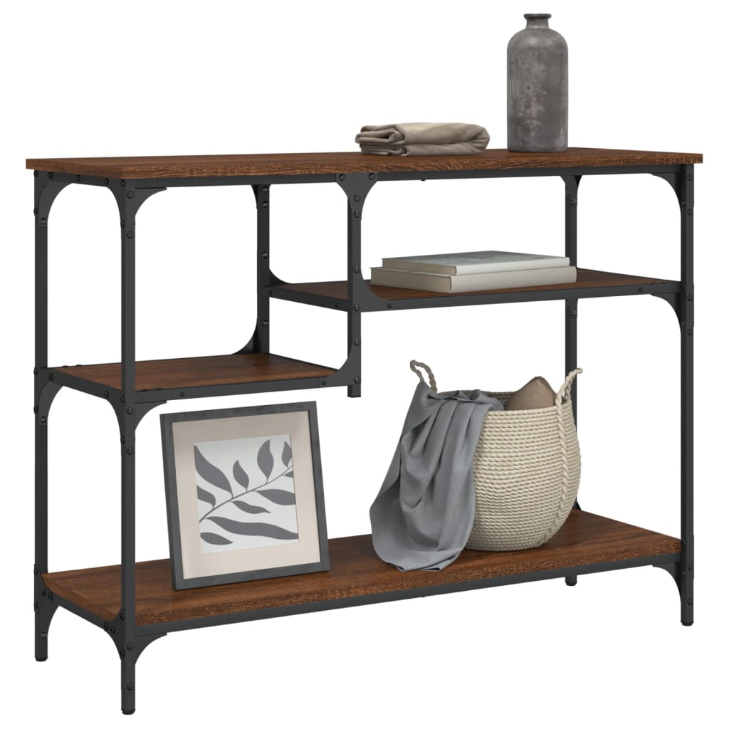 Wandtafel met schappen 100x35x75 cm bruin eikenkleur is nu te koop bij PeponiXL, paradijselijk wonen!