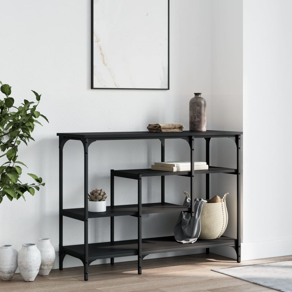 Wandtafel met schappen 100x35x75 cm zwart is nu te koop bij PeponiXL, paradijselijk wonen!