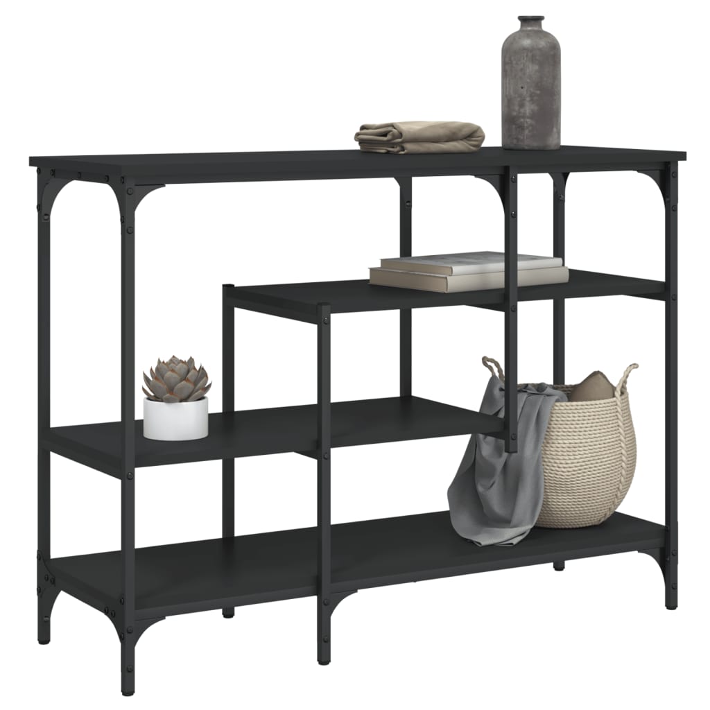 Wandtafel met schappen 100x35x75 cm zwart is nu te koop bij PeponiXL, paradijselijk wonen!