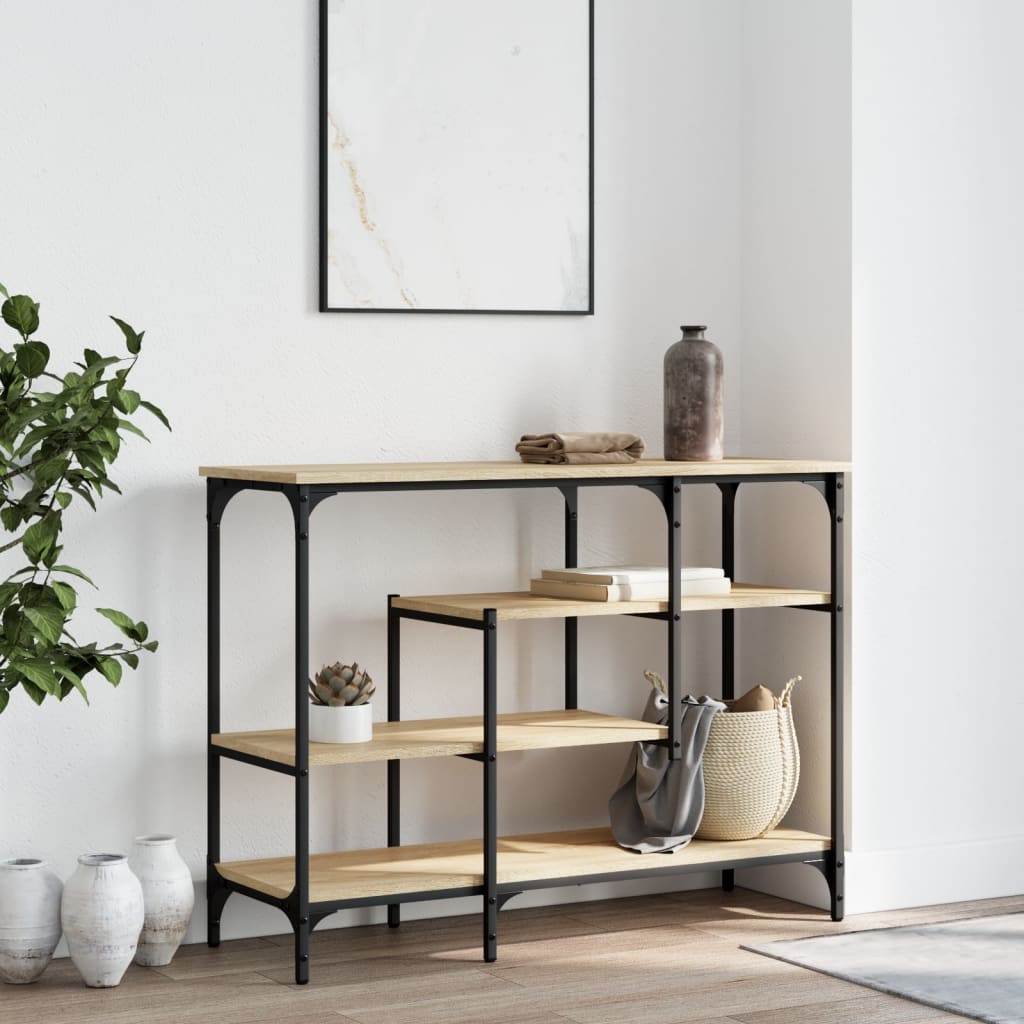 Wandtafel met schappen 100x35x75 cm sonoma eikenkleurig is nu te koop bij PeponiXL, paradijselijk wonen!