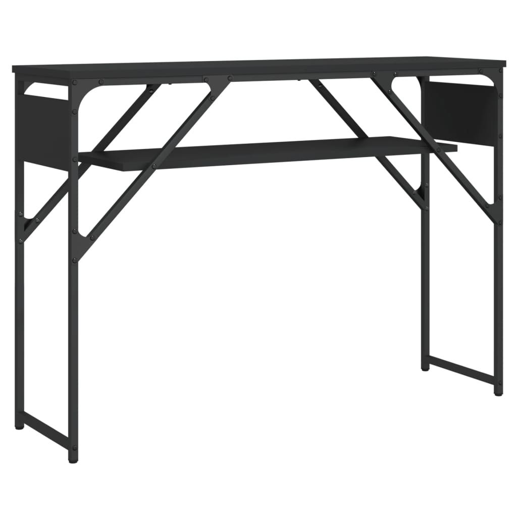 Wandtafel met schap 105x30x75 cm bewerkt hout zwart is nu te koop bij PeponiXL, paradijselijk wonen!