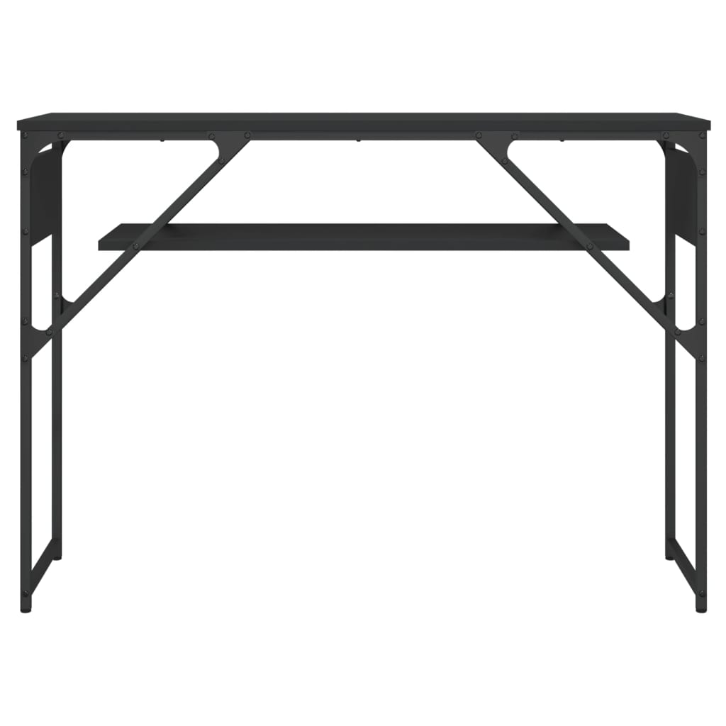 Wandtafel met schap 105x30x75 cm bewerkt hout zwart is nu te koop bij PeponiXL, paradijselijk wonen!