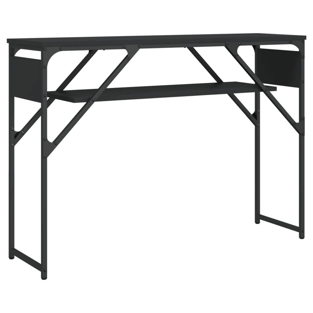 Wandtafel met schap 105x30x75 cm bewerkt hout zwart is nu te koop bij PeponiXL, paradijselijk wonen!