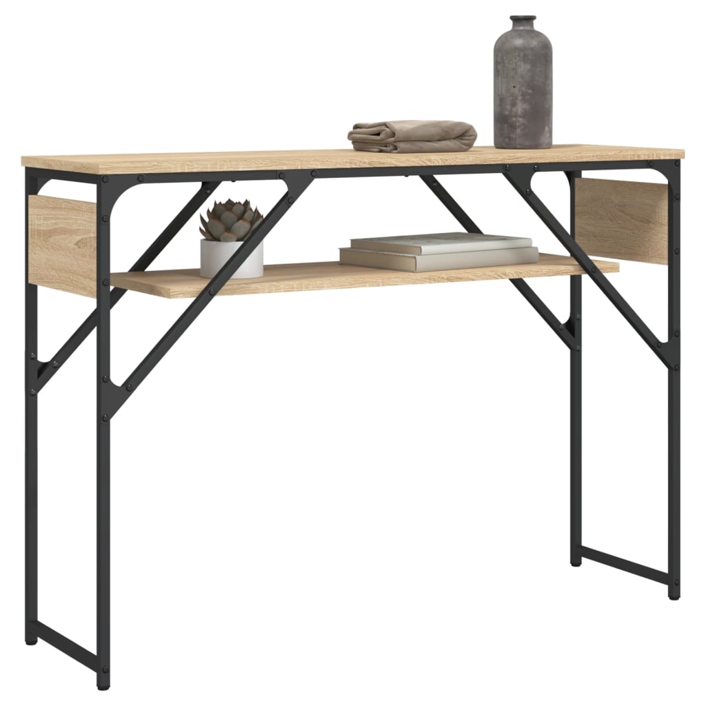 Wandtafel met schap 105x30x75 cm bewerkt hout sonoma eikenkleur is nu te koop bij PeponiXL, paradijselijk wonen!