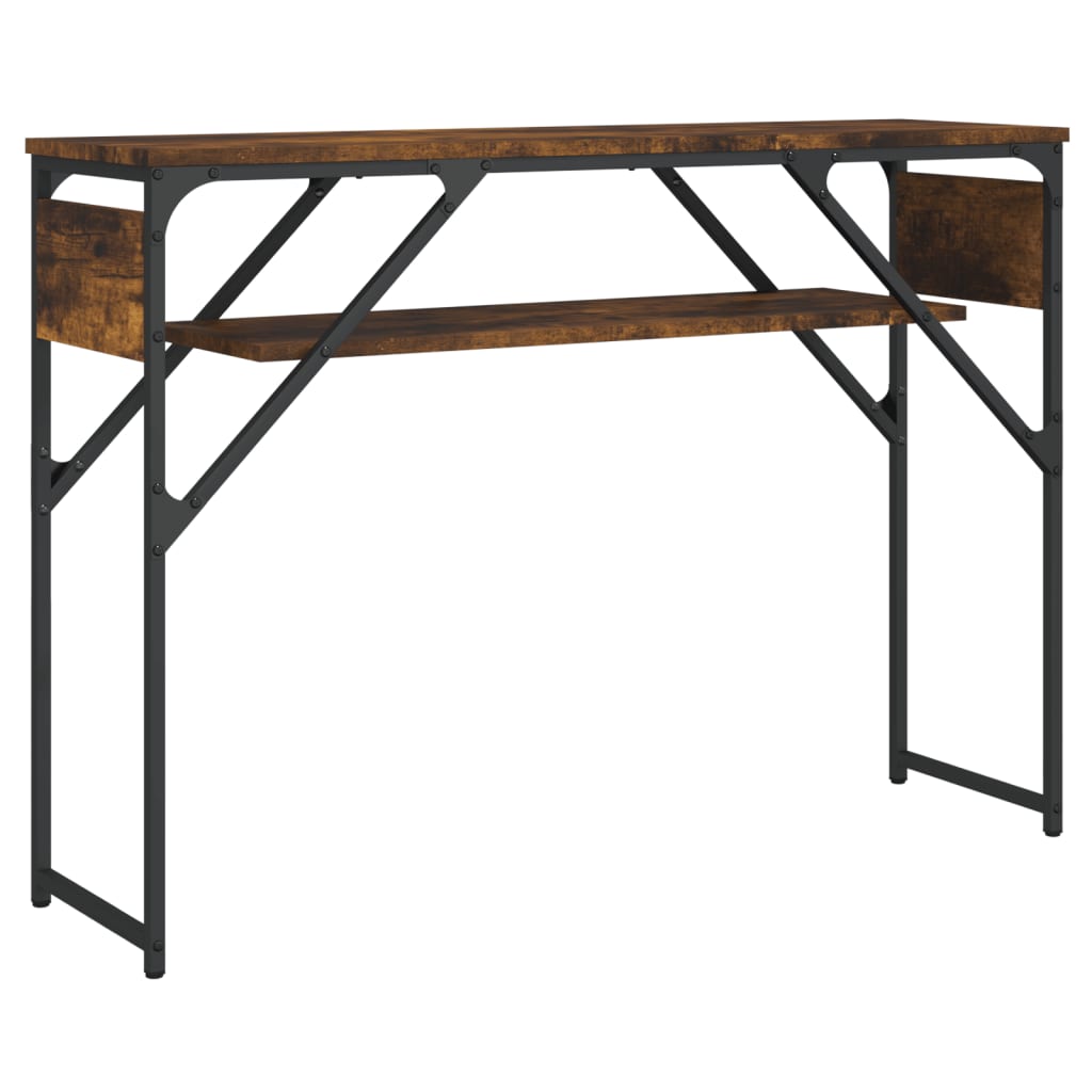 Wandtafel met schap 105x30x75 cm bewerkt hout gerookt eiken is nu te koop bij PeponiXL, paradijselijk wonen!