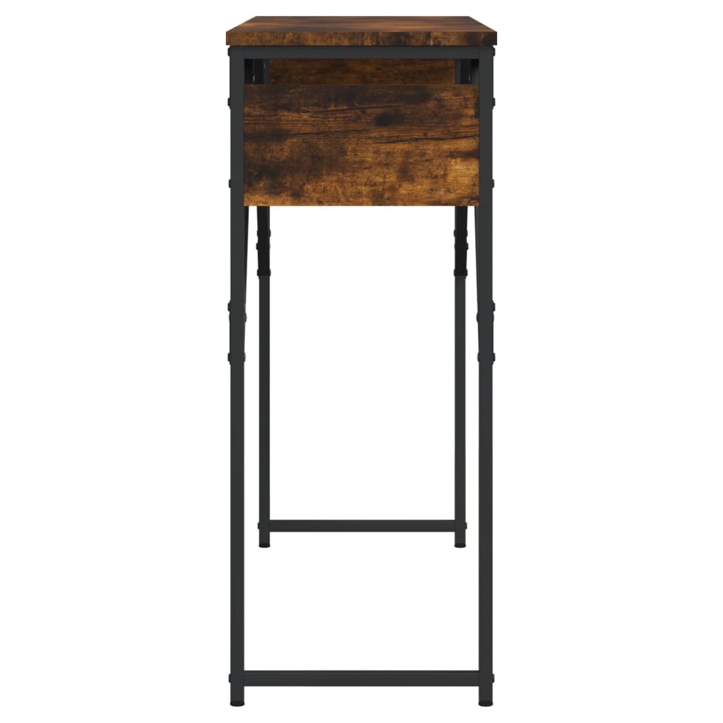 Wandtafel met schap 105x30x75 cm bewerkt hout gerookt eiken is nu te koop bij PeponiXL, paradijselijk wonen!