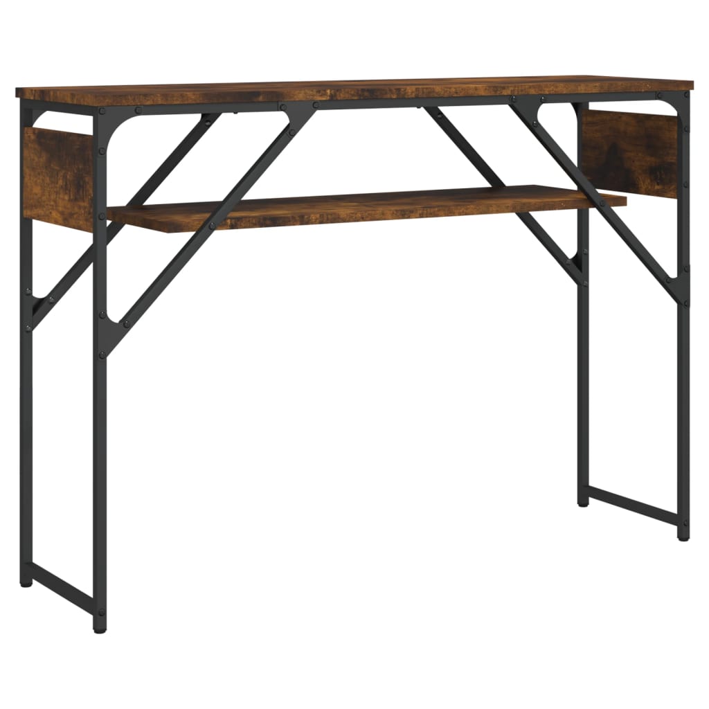 Wandtafel met schap 105x30x75 cm bewerkt hout gerookt eiken is nu te koop bij PeponiXL, paradijselijk wonen!
