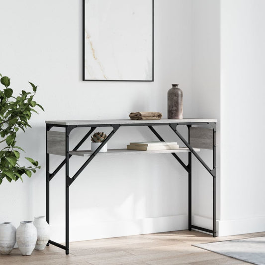 Wandtafel met schap 105x30x75 cm bewerkt hout grijs sonoma is nu te koop bij PeponiXL, paradijselijk wonen!