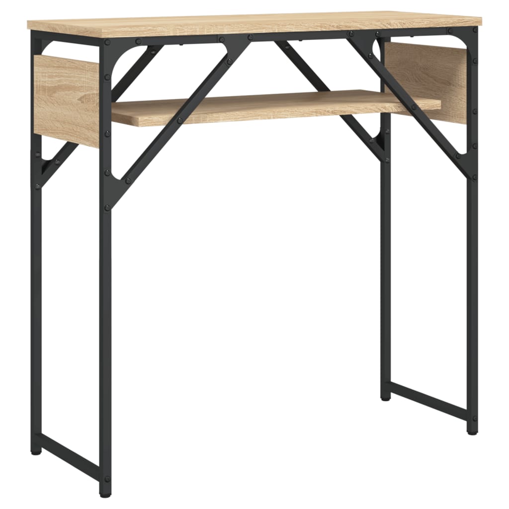 Wandtafel met schap 75x30x75 cm bewerkt hout sonoma eikenkleur is nu te koop bij PeponiXL, paradijselijk wonen!