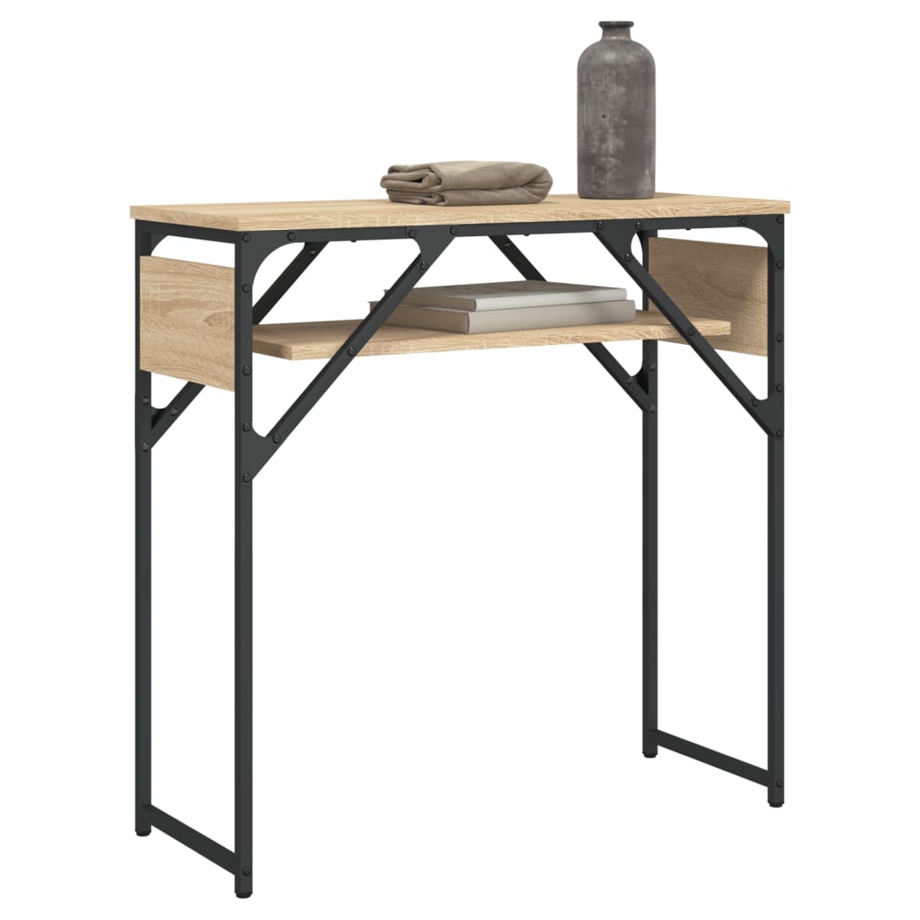 Wandtafel met schap 75x30x75 cm bewerkt hout sonoma eikenkleur is nu te koop bij PeponiXL, paradijselijk wonen!