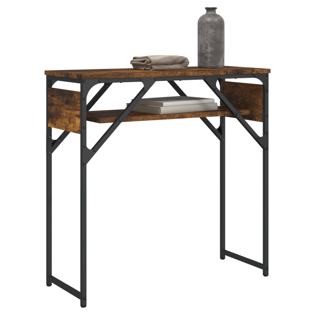 Wandtafel met schap 75x30x75 cm bewerkt hout gerookt eiken is nu te koop bij PeponiXL, paradijselijk wonen!