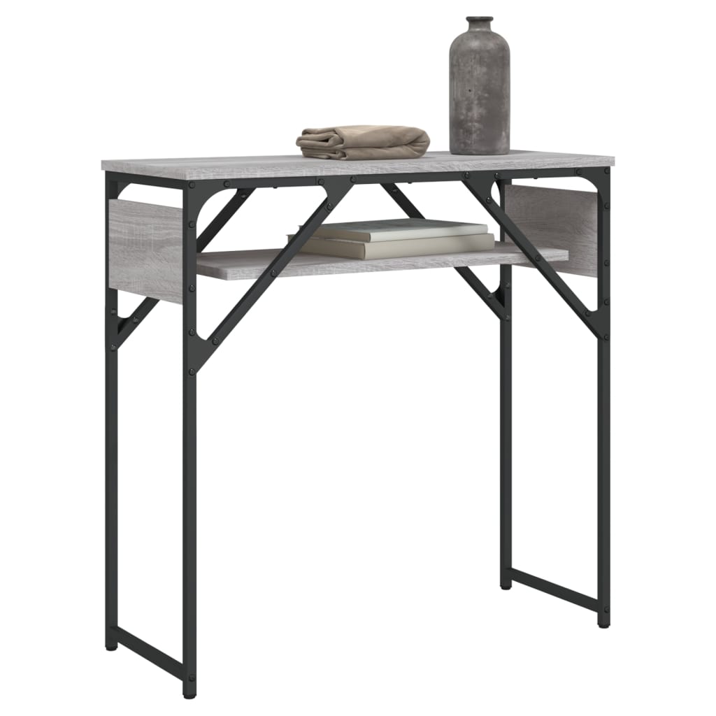 Wandtafel met schap 75x30x75 cm bewerkt hout grijs sonoma is nu te koop bij PeponiXL, paradijselijk wonen!