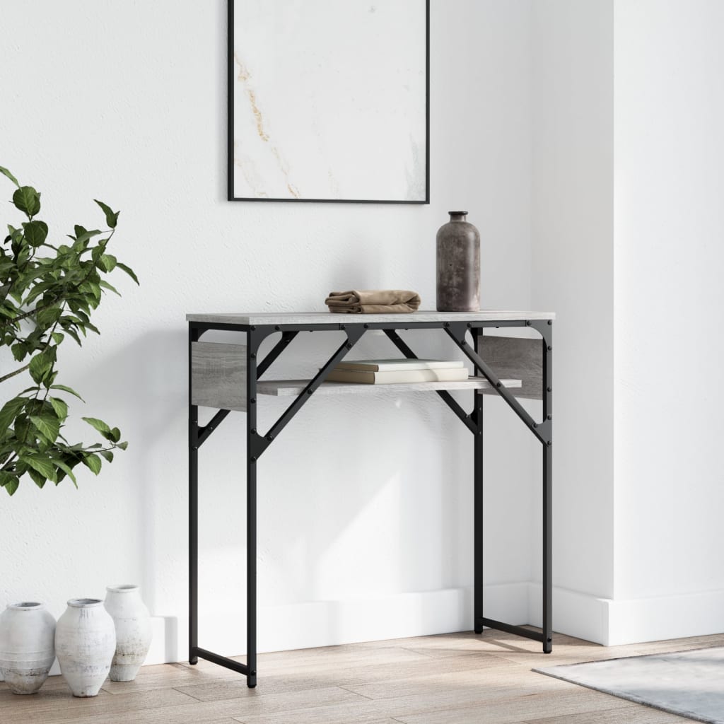 Wandtafel met schap 75x30x75 cm bewerkt hout grijs sonoma is nu te koop bij PeponiXL, paradijselijk wonen!