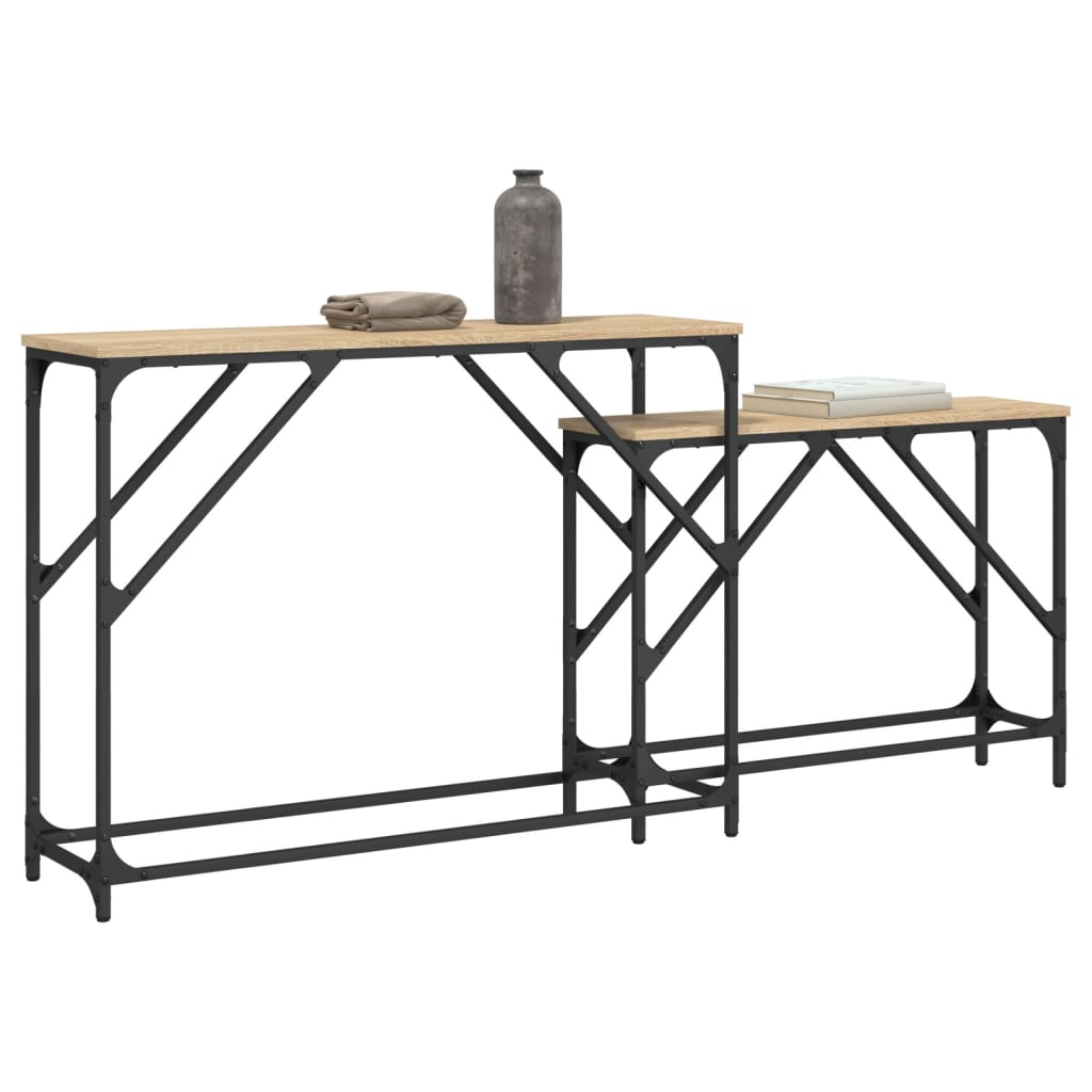 2-delige Tafeltjesset bewerkt hout sonoma eikenkleurig is nu te koop bij PeponiXL, paradijselijk wonen!
