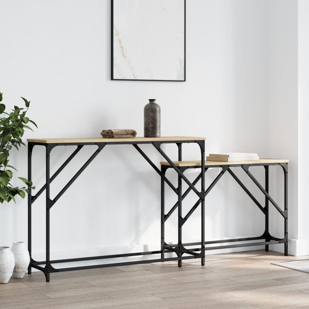 2-delige Tafeltjesset bewerkt hout sonoma eikenkleurig is nu te koop bij PeponiXL, paradijselijk wonen!