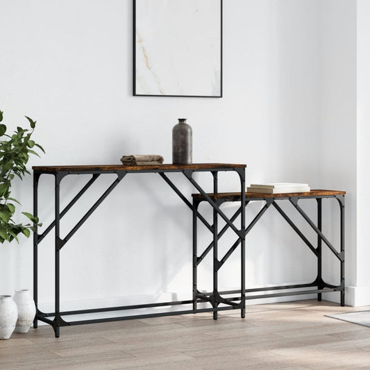 2-delige Tafeltjesset bewerkt hout gerookt eikenkleurig is nu te koop bij PeponiXL, paradijselijk wonen!