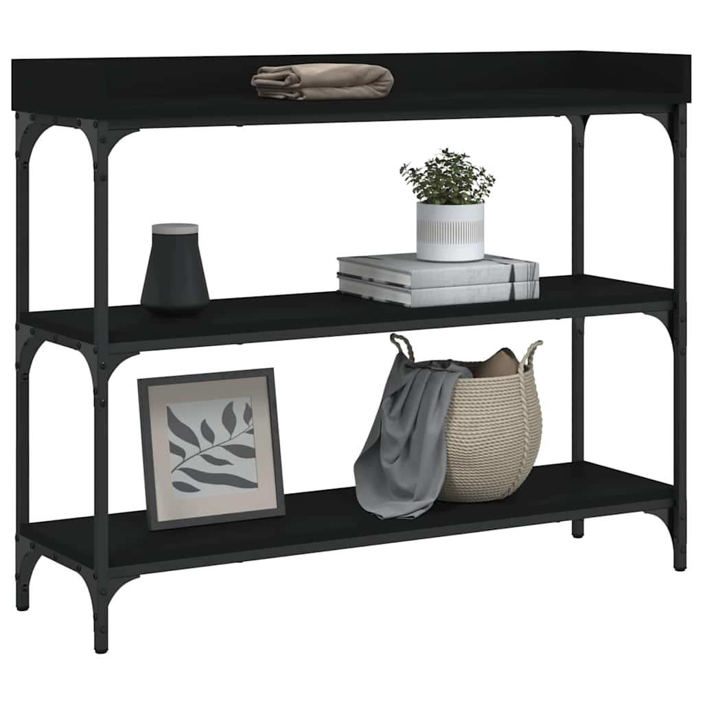 Wandtafel met schappen 100x30x80 cm zwart is nu te koop bij PeponiXL, paradijselijk wonen!