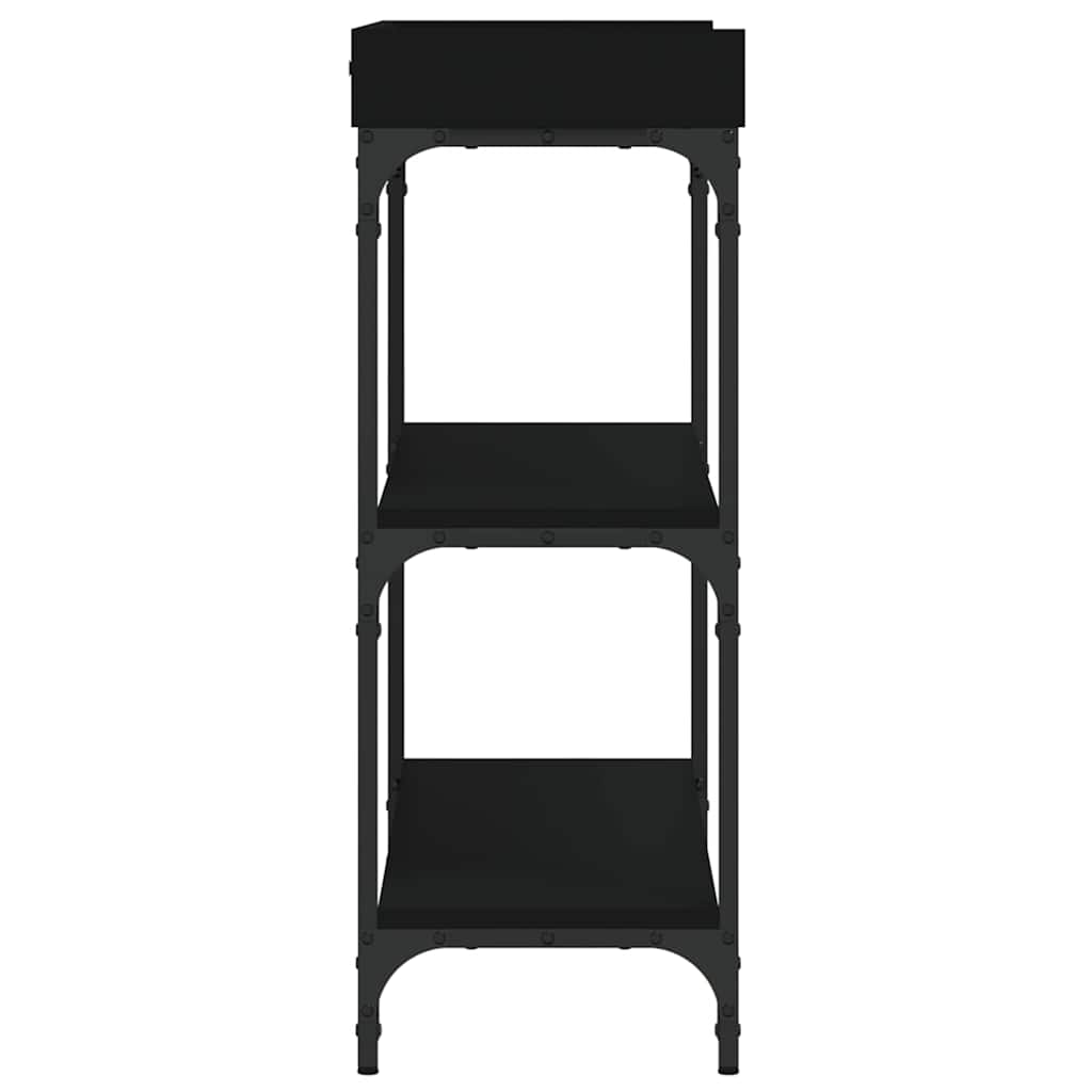 Wandtafel met schappen 100x30x80 cm zwart is nu te koop bij PeponiXL, paradijselijk wonen!