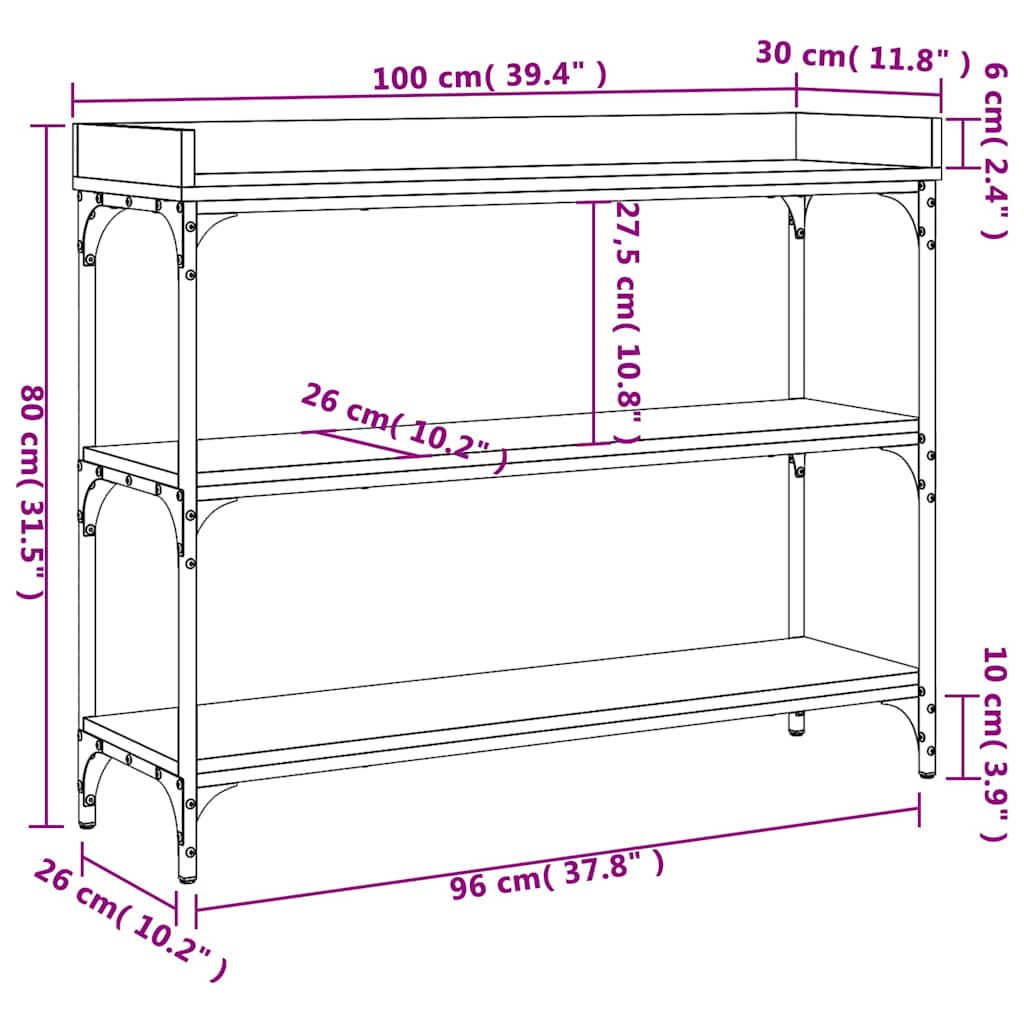 Wandtafel met schappen 100x30x80 cm zwart is nu te koop bij PeponiXL, paradijselijk wonen!