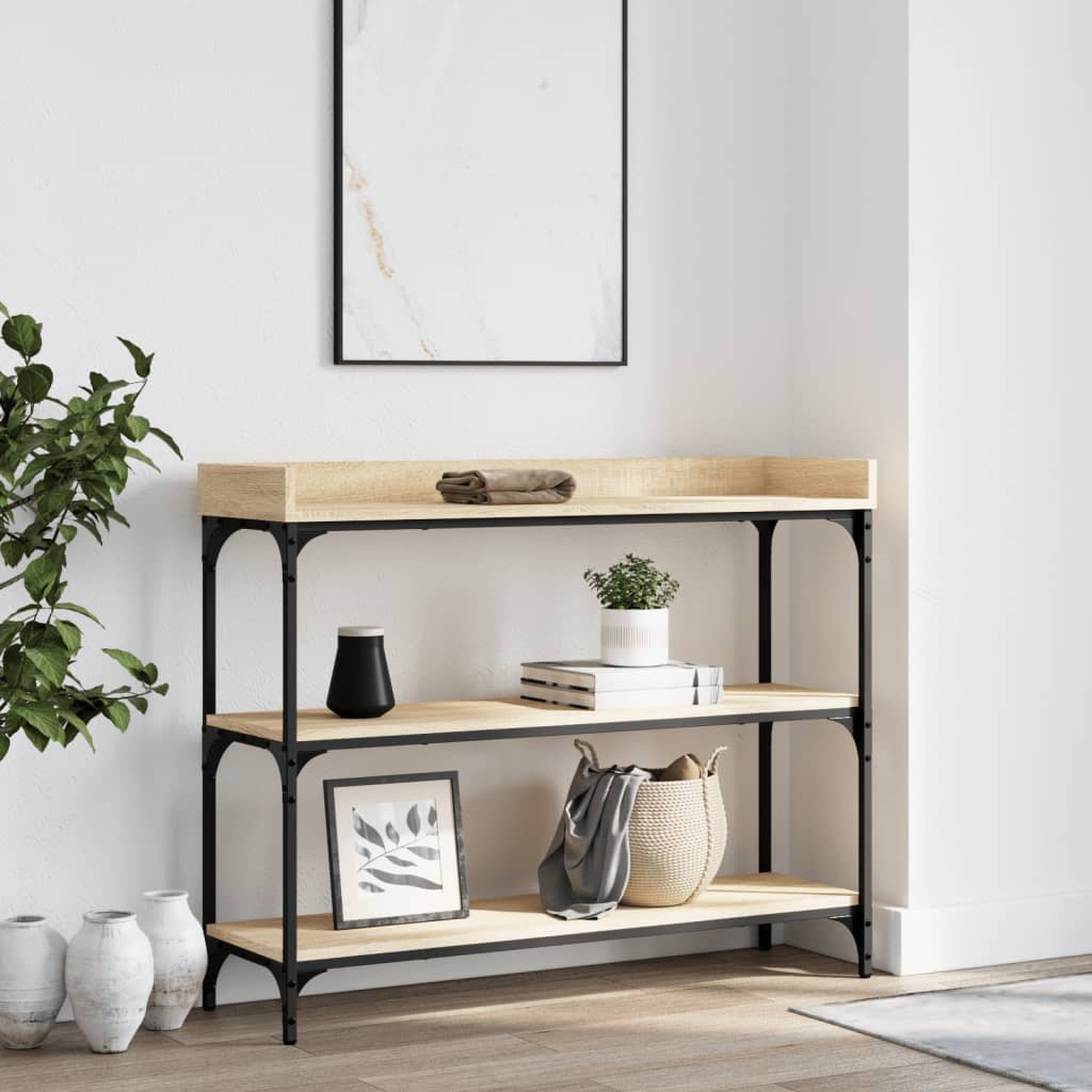 Wandtafel met schappen 100x30x80 cm sonoma eikenkleurig is nu te koop bij PeponiXL, paradijselijk wonen!
