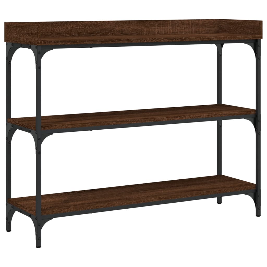 Wandtafel met schappen 100x30x80 cm bruin eikenkleur is nu te koop bij PeponiXL, paradijselijk wonen!