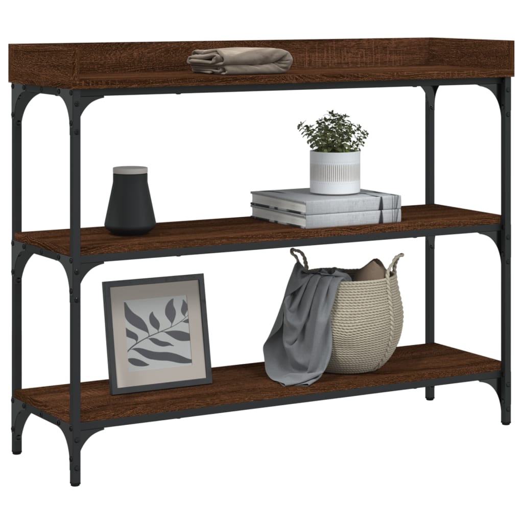 Wandtafel met schappen 100x30x80 cm bruin eikenkleur is nu te koop bij PeponiXL, paradijselijk wonen!