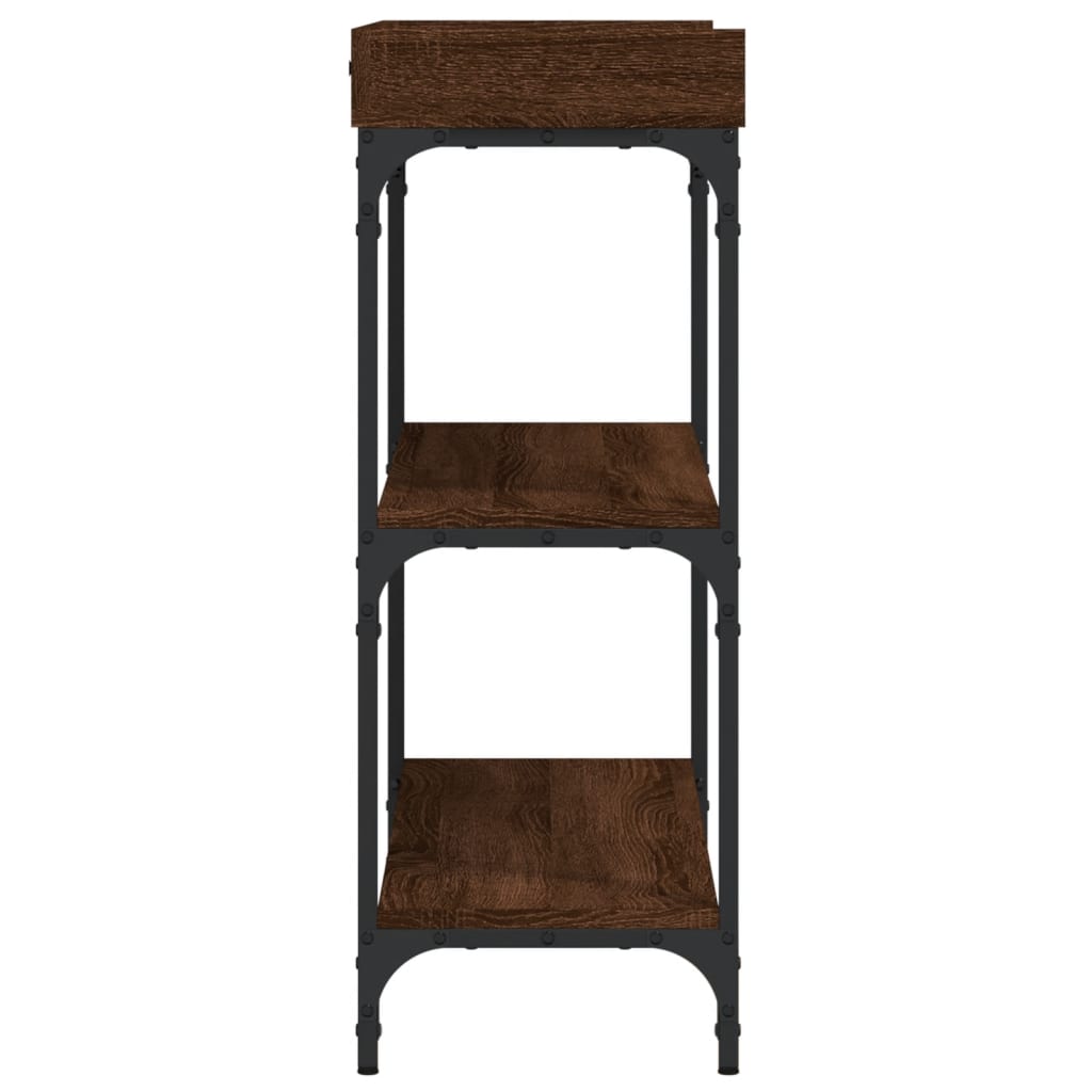 Wandtafel met schappen 100x30x80 cm bruin eikenkleur is nu te koop bij PeponiXL, paradijselijk wonen!