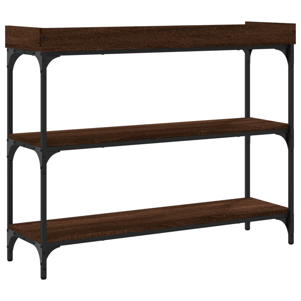 Wandtafel met schappen 100x30x80 cm bruin eikenkleur is nu te koop bij PeponiXL, paradijselijk wonen!