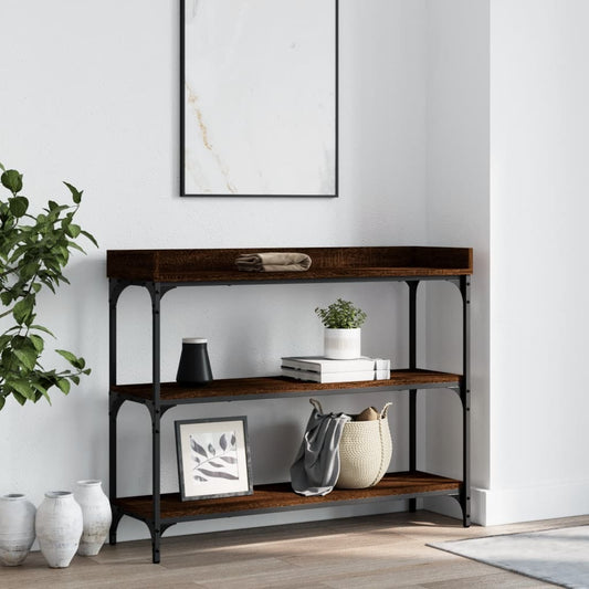 Wandtafel met schappen 100x30x80 cm bruin eikenkleur is nu te koop bij PeponiXL, paradijselijk wonen!
