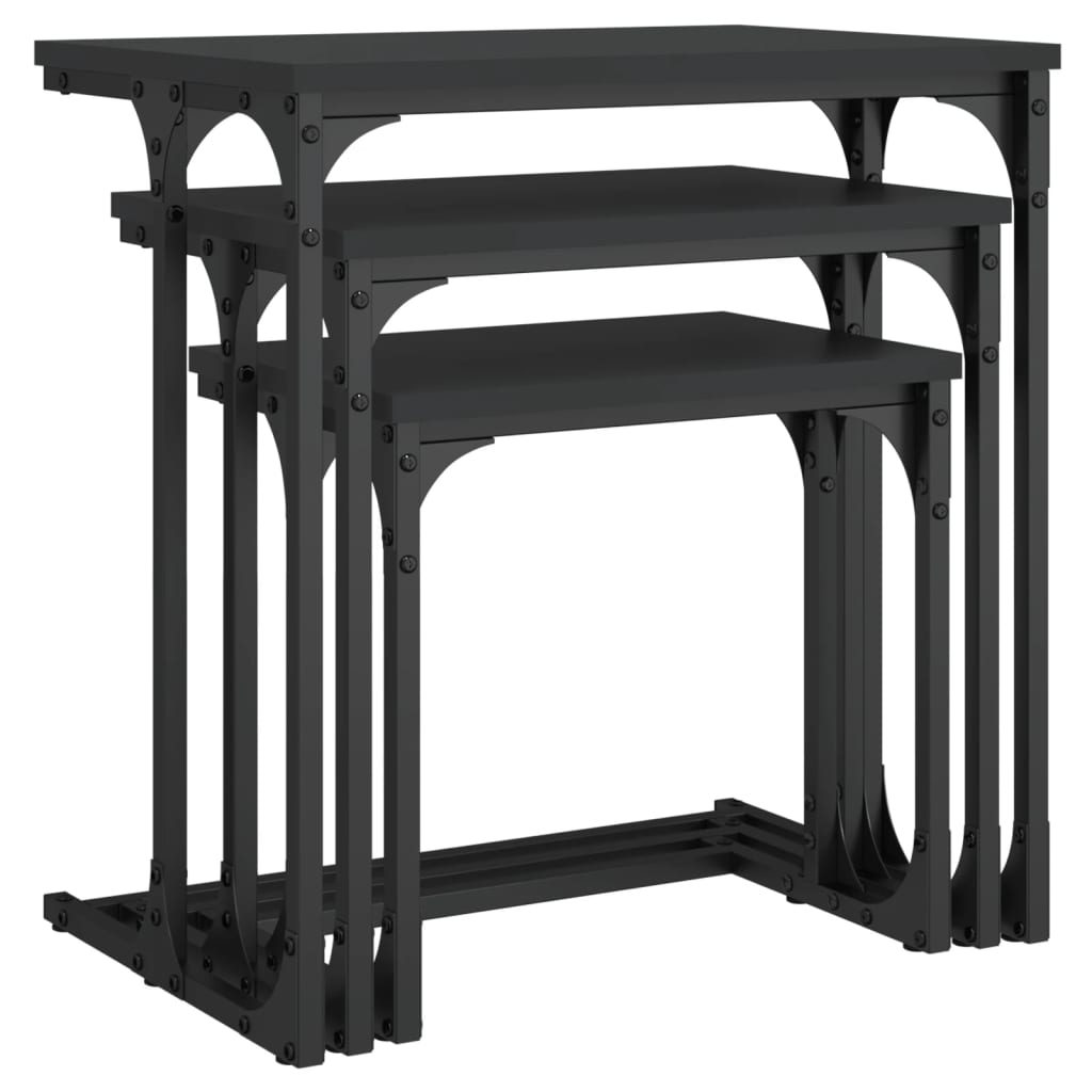 3-delige Tafeltjesset bewerkt hout zwart is nu te koop bij PeponiXL, paradijselijk wonen!